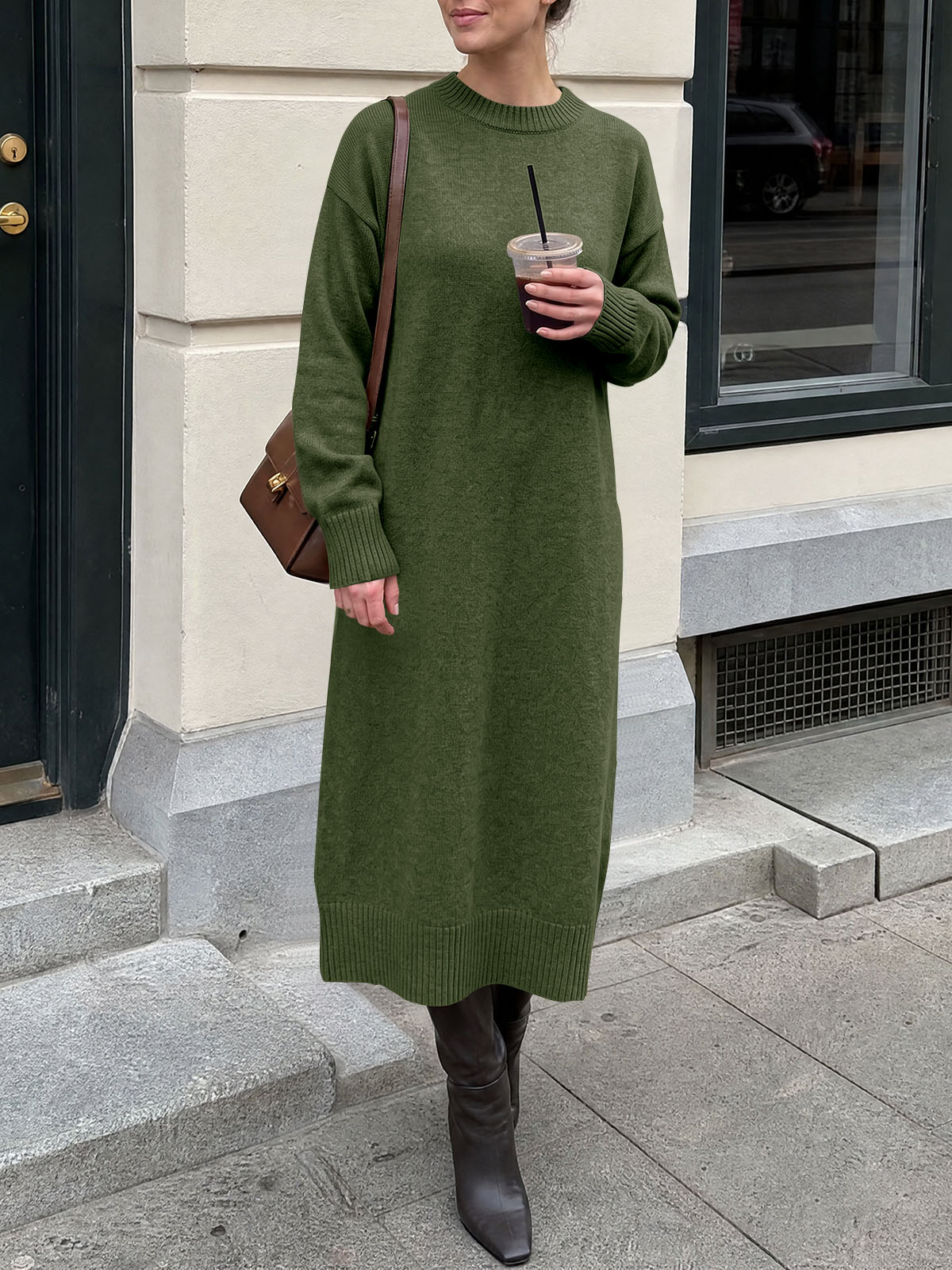 usvara Women Long Sleeve Maxi Sweater Dress