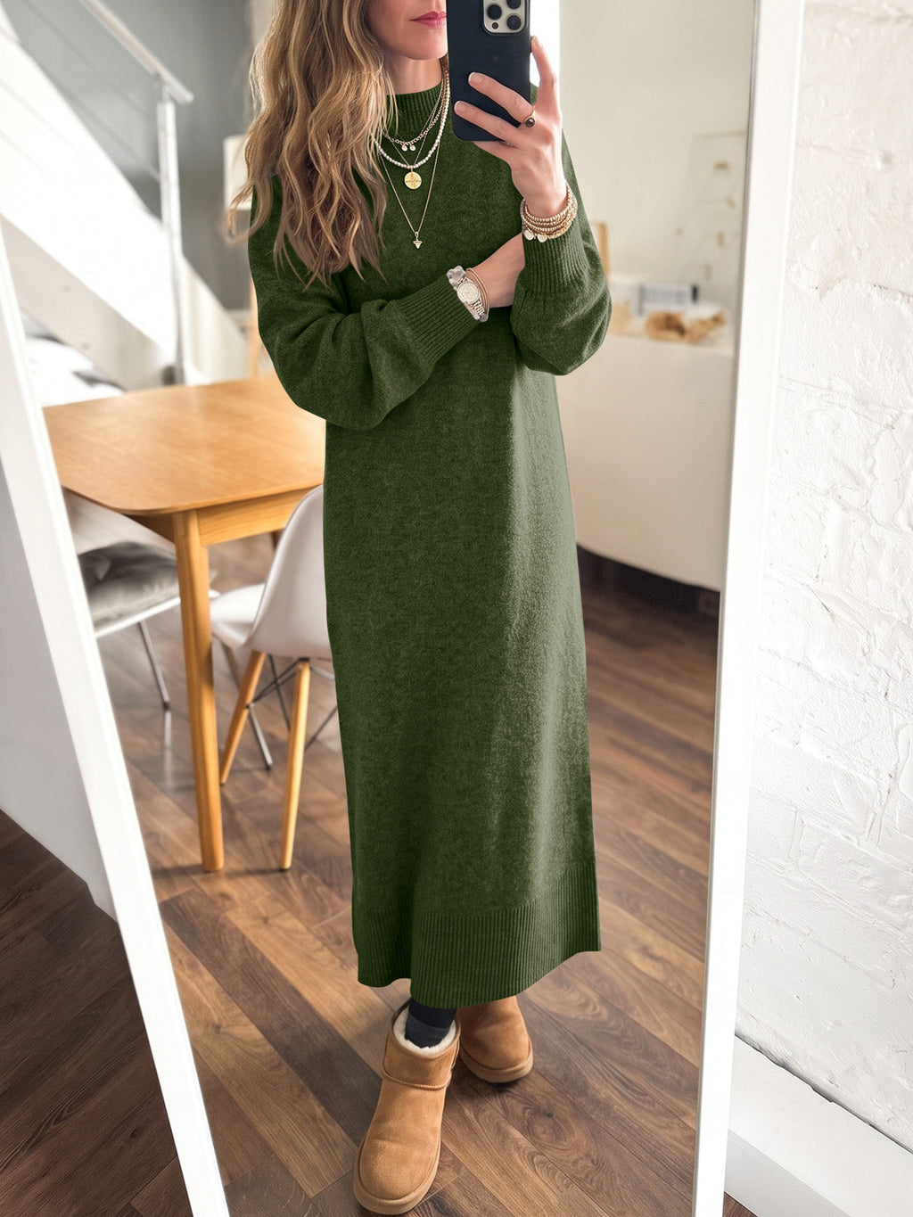 usvara Women Long Sleeve Maxi Sweater Dress