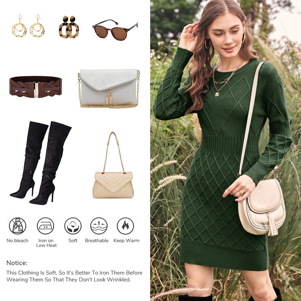 usvara Womens Bodycon Mini Sweater Dress