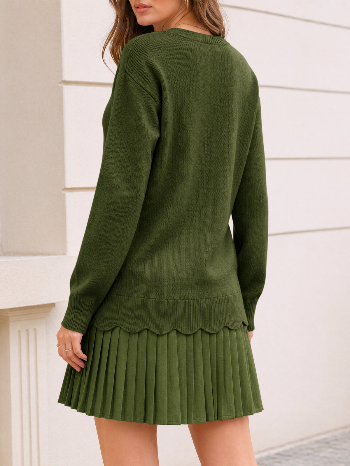 usvara Women Pleated Sweater Dress