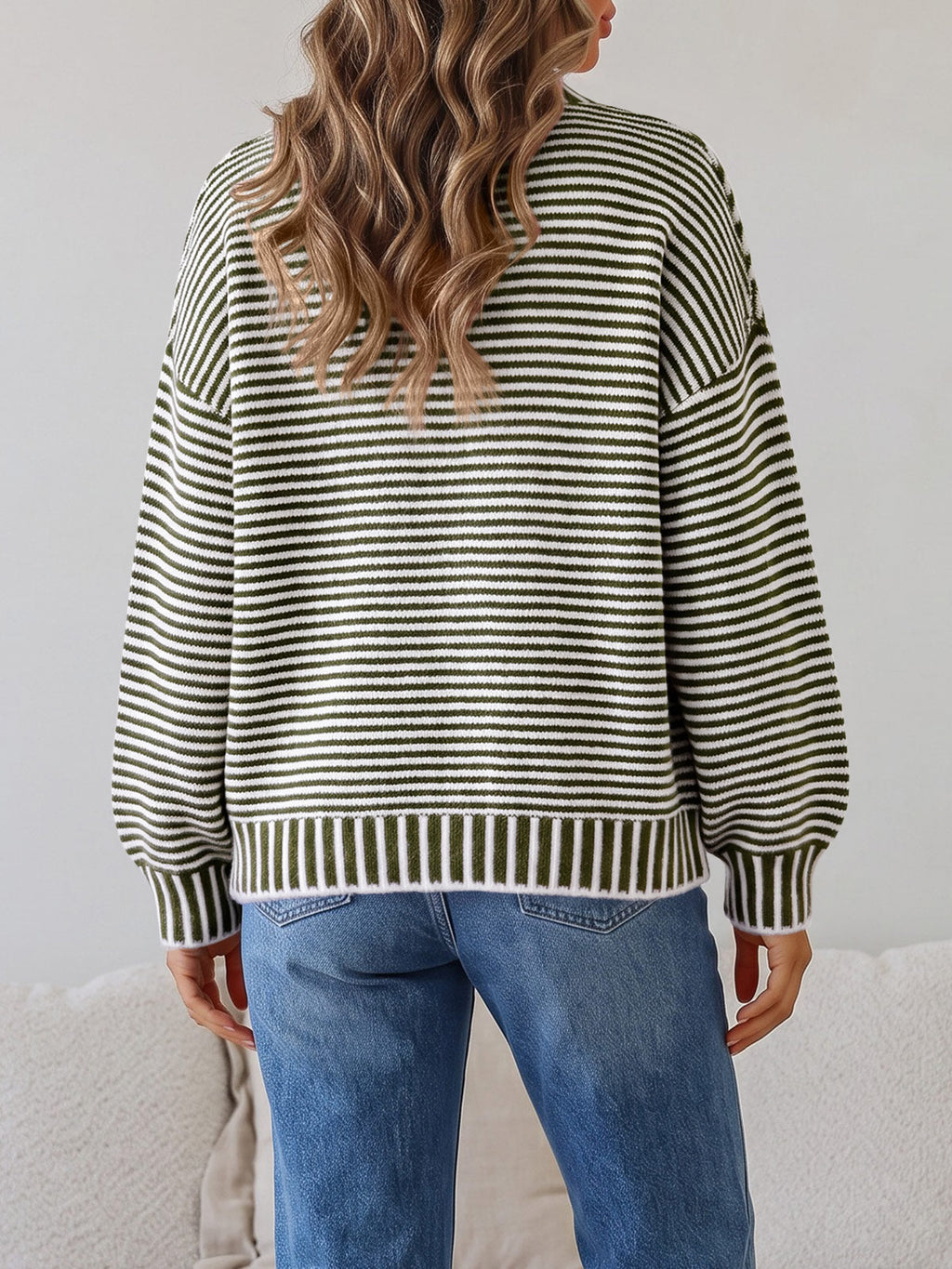 usvara Womens Striped Crew Neck Knit Sweater