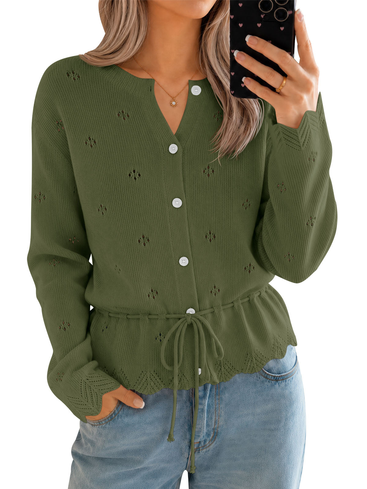usvara Women Crochet Cardigan Sweater