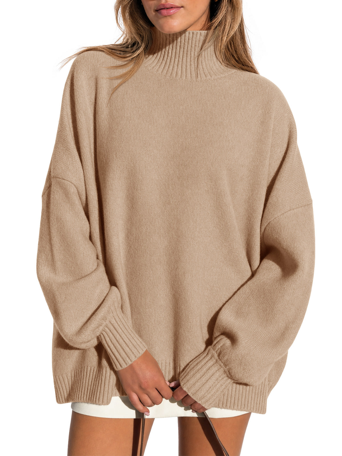 usvara Womens Mock Neck Oversized Sweater