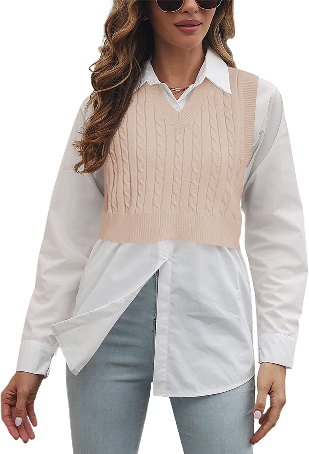usvara Womens Cable Knit Sweater Vest