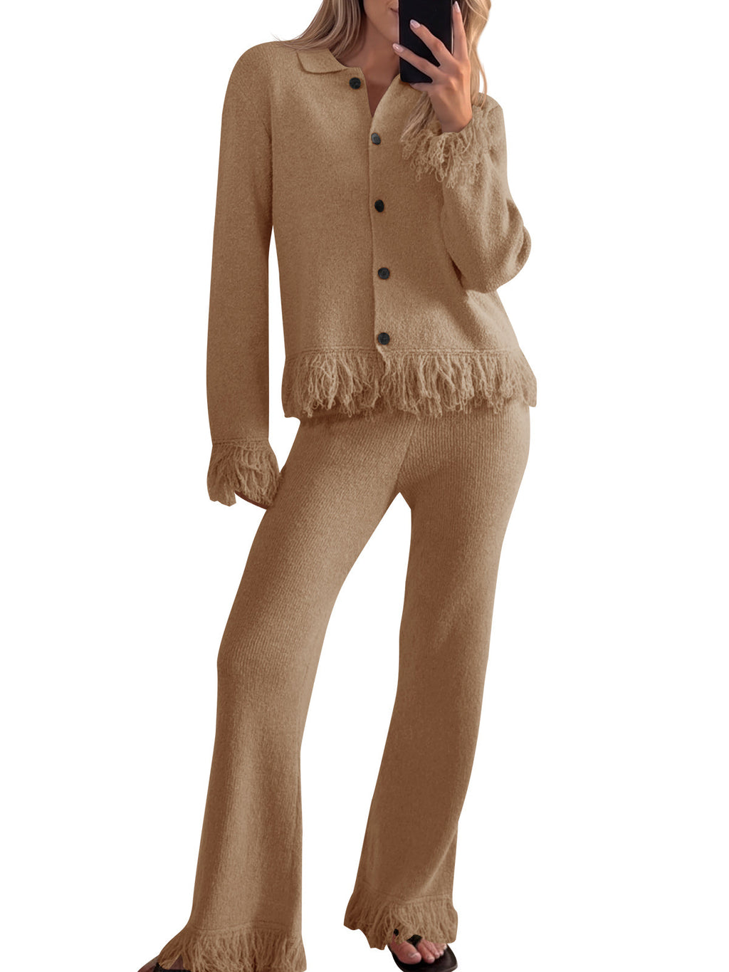 usvara Womens Fringe Sweater Sets