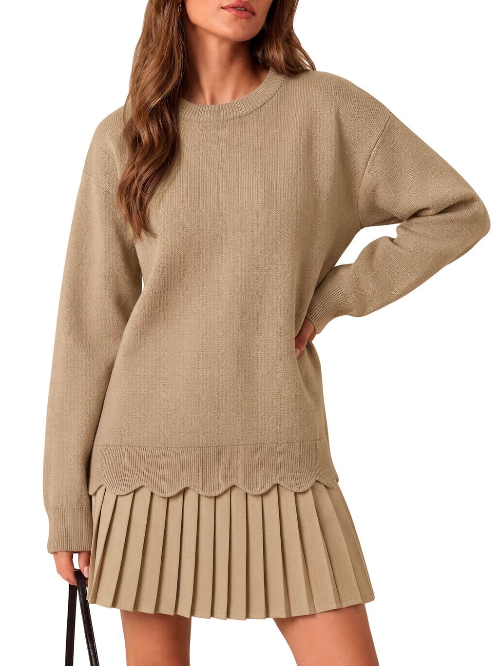 usvara Women Pleated Sweater Dress