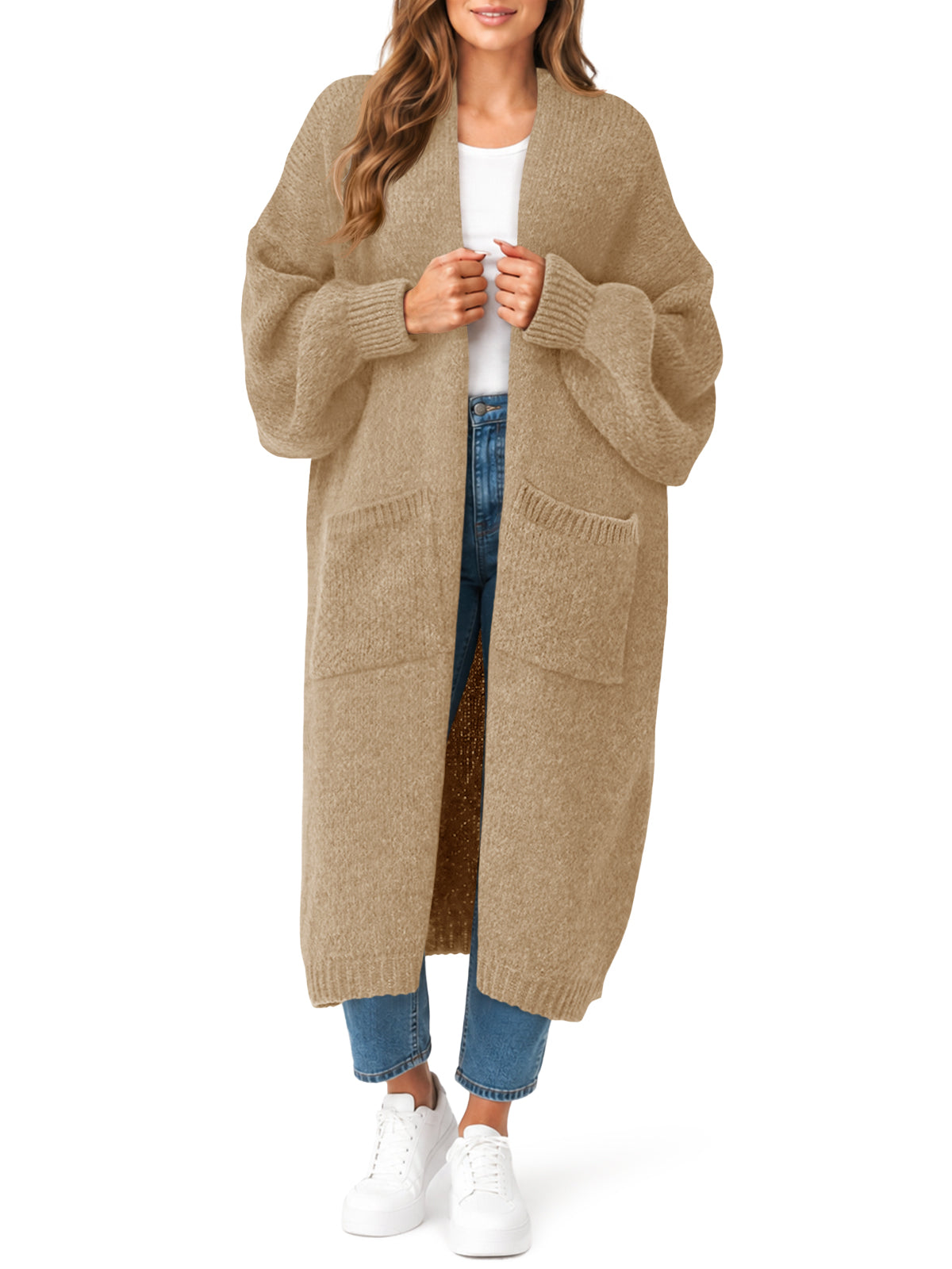 usvara Womens Oversized Open Front Cardigan