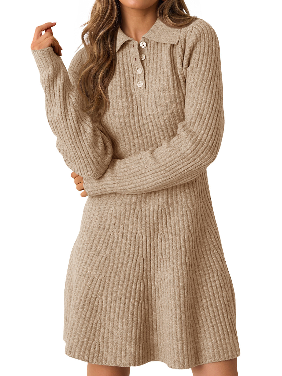 usvara Womens Ribbed Knit Sweater Dress