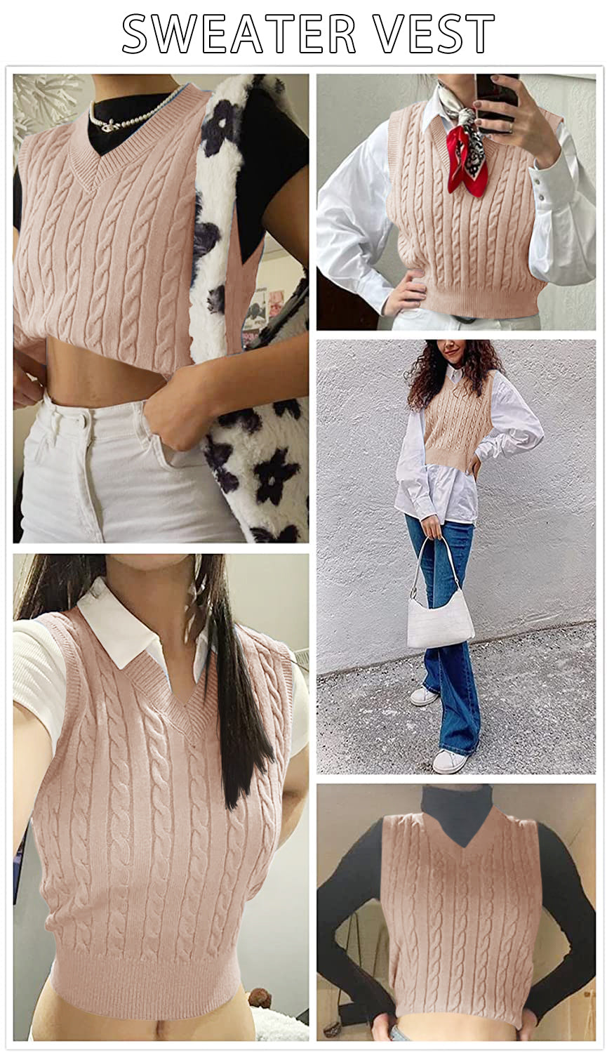 usvara Womens Cable Knit Sweater Vest