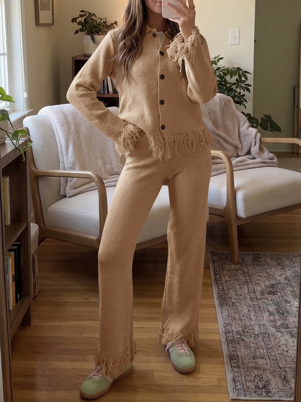 usvara Womens Fringe Sweater Sets