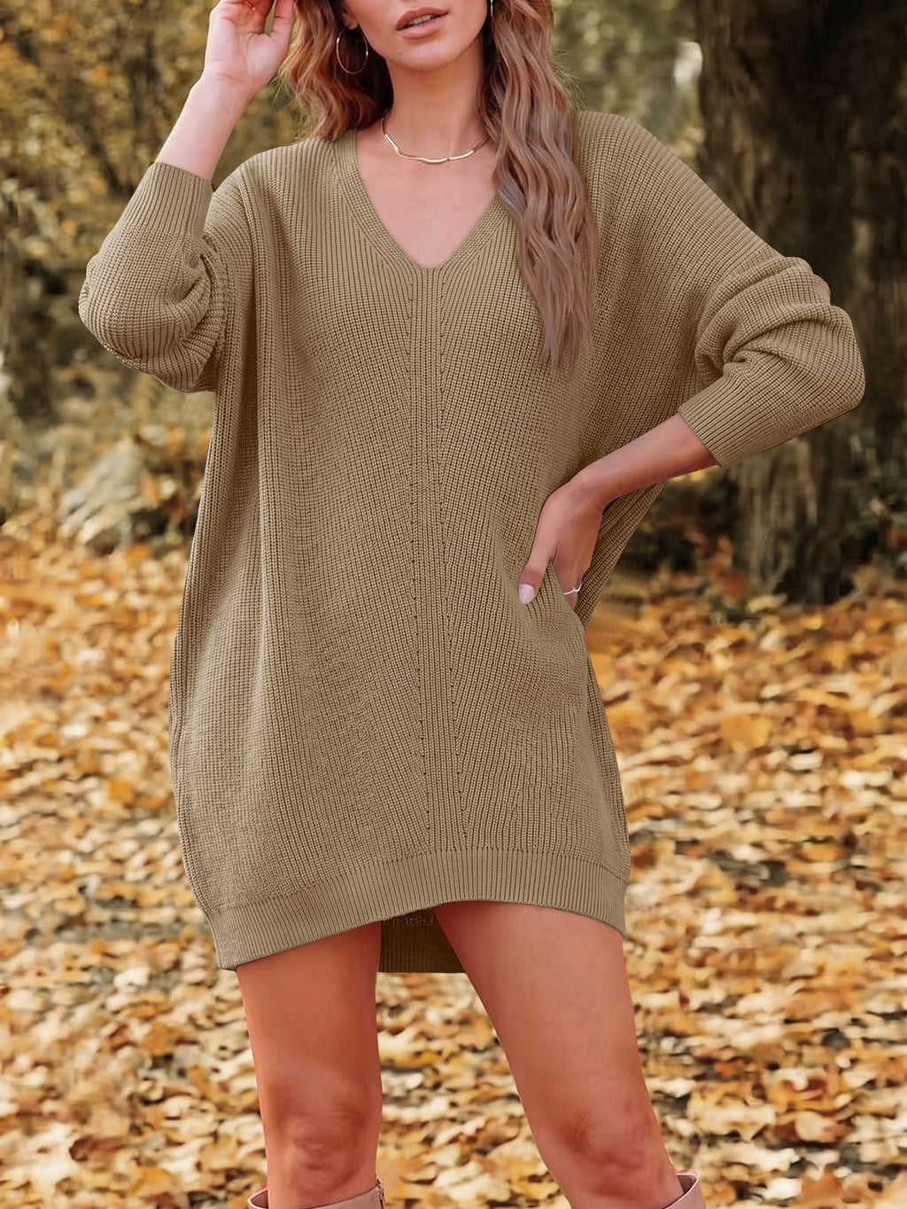 usvara Womens Fall Mini Knit Sweater Dress