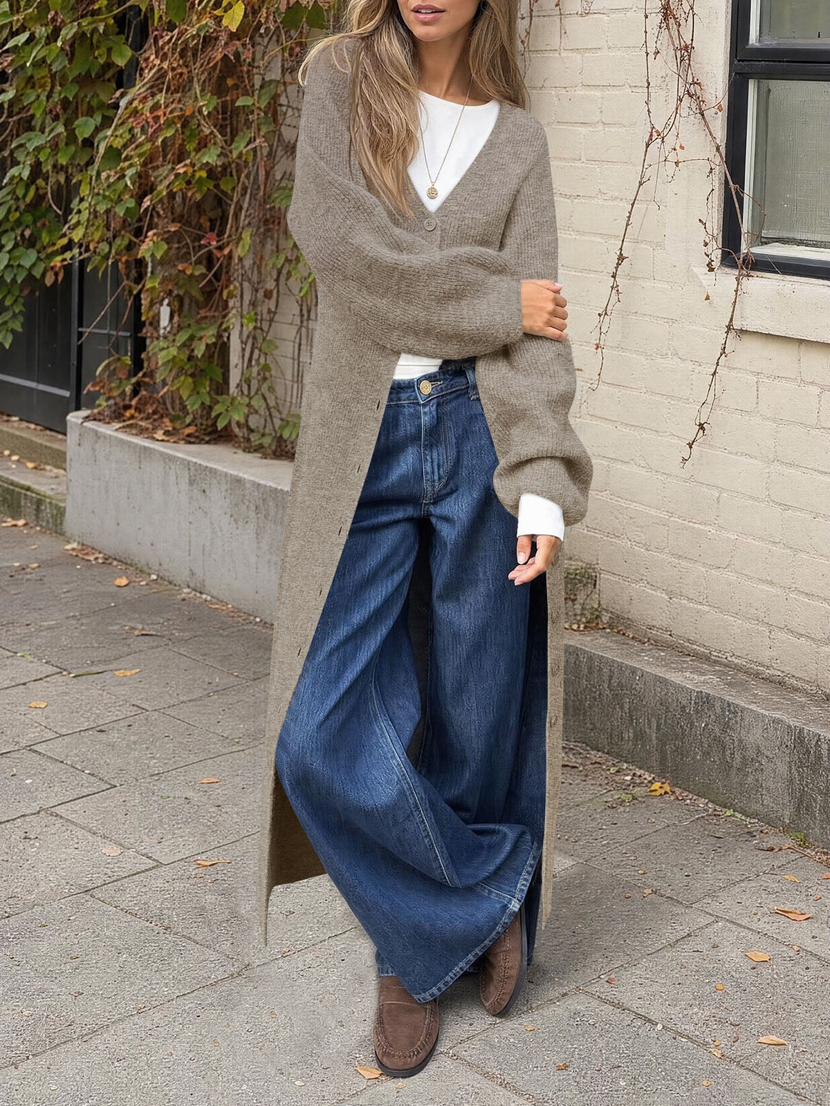 usvara Womens Oversized Long Button Up Cardigan