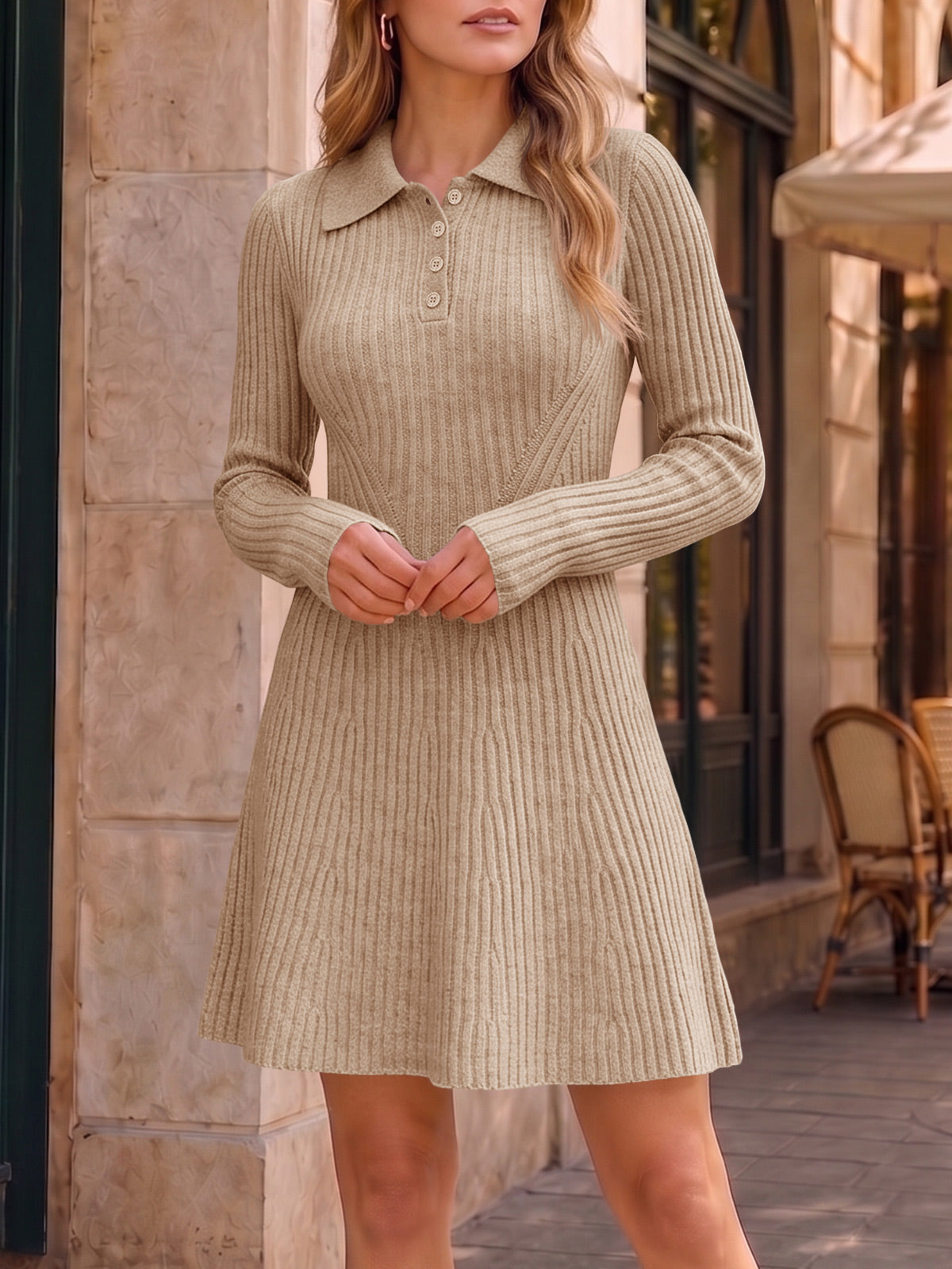 usvara Womens Ribbed Knit Sweater Dress