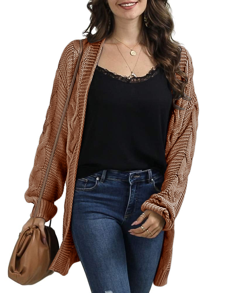 usvara Women Oversized Chunky Cable Knit Cardigan