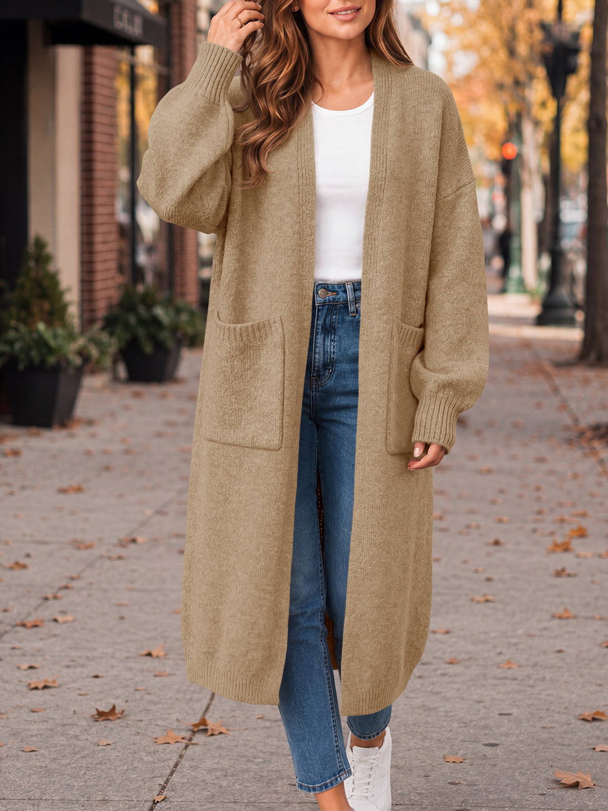 usvara Womens Oversized Open Front Cardigan