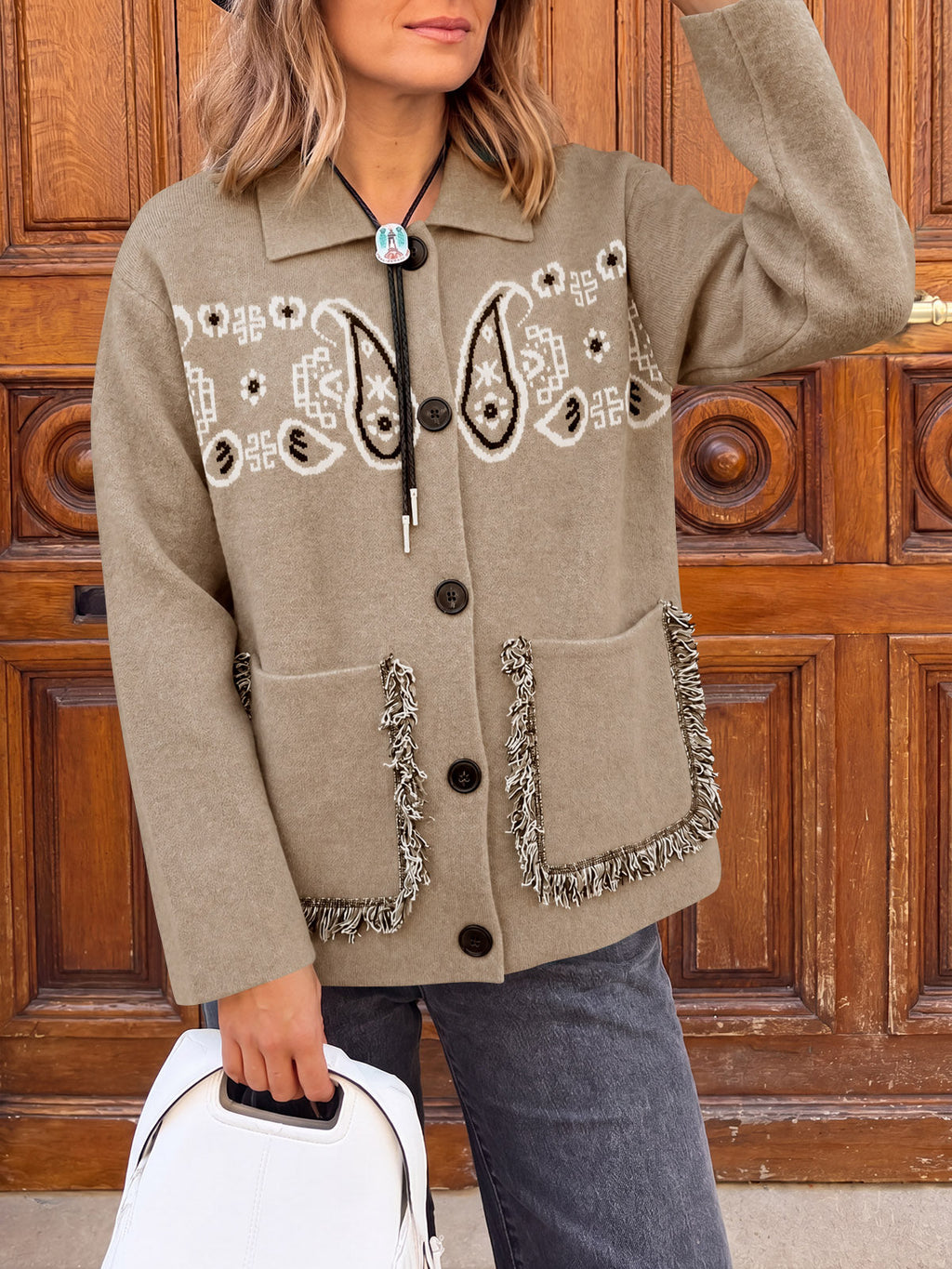 usvara Womens Boho Fringe Cardigan