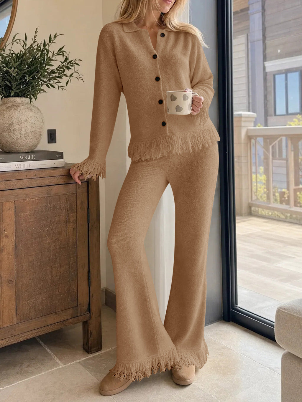 usvara Womens Fringe Sweater Sets