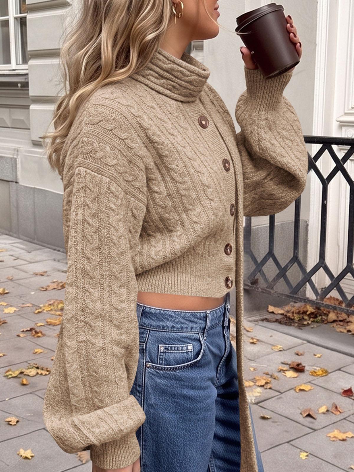 usvara Womens Cable Knit Cardigan with Scarf