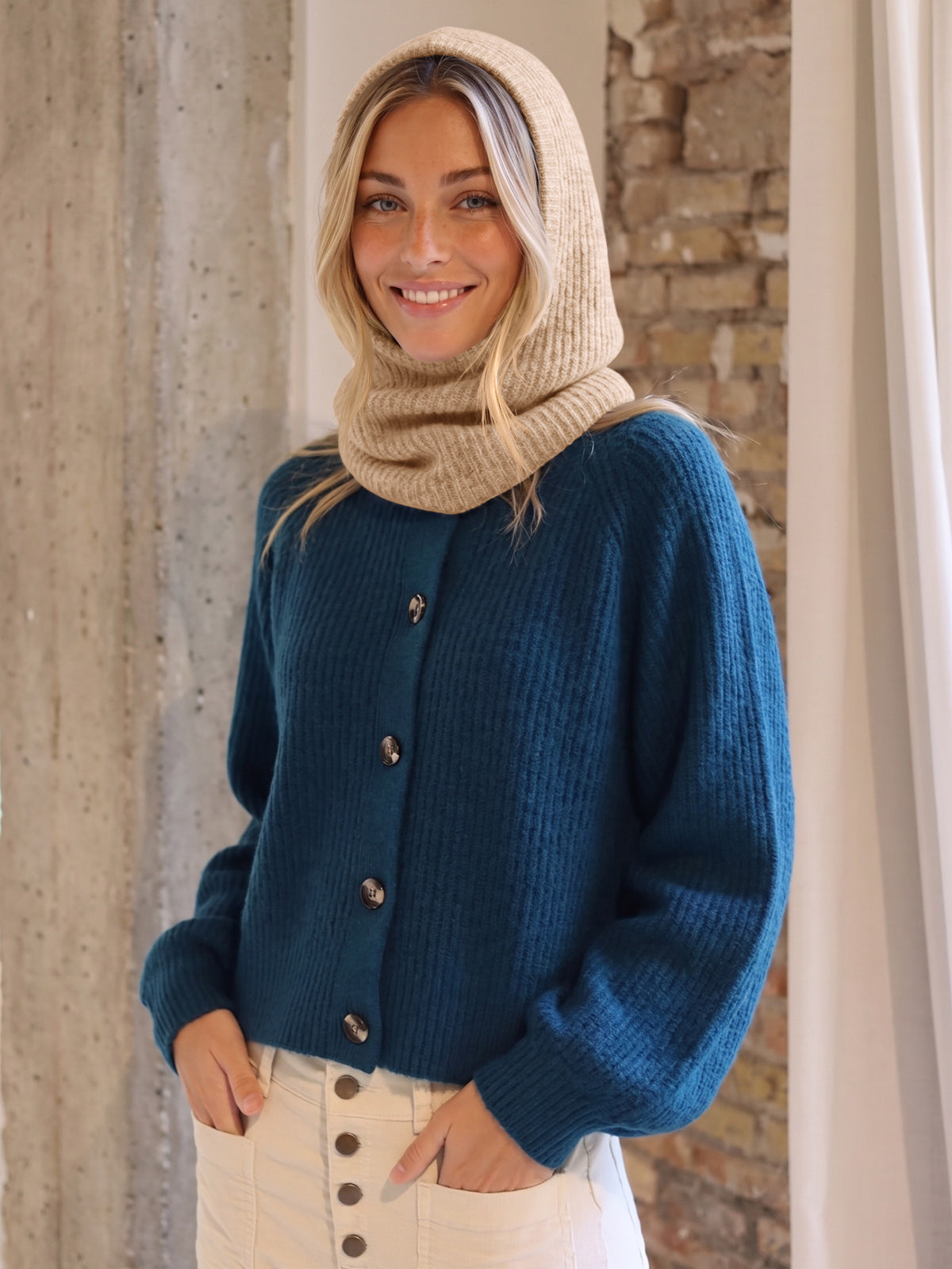 usvara Women 2-in-1 Knit Balaclava Scarf Hats