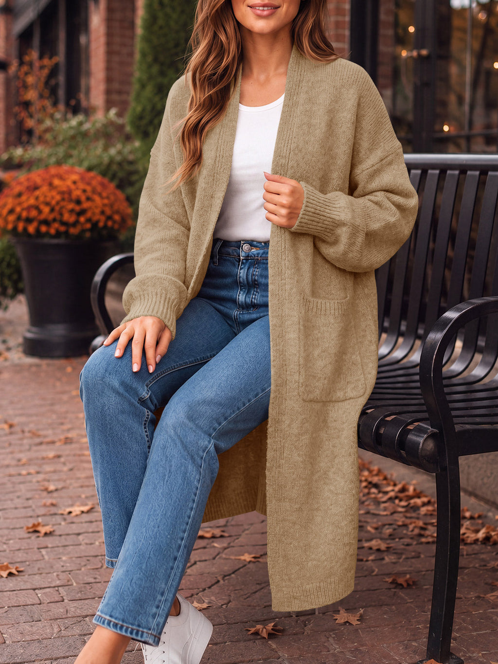usvara Womens Oversized Open Front Cardigan
