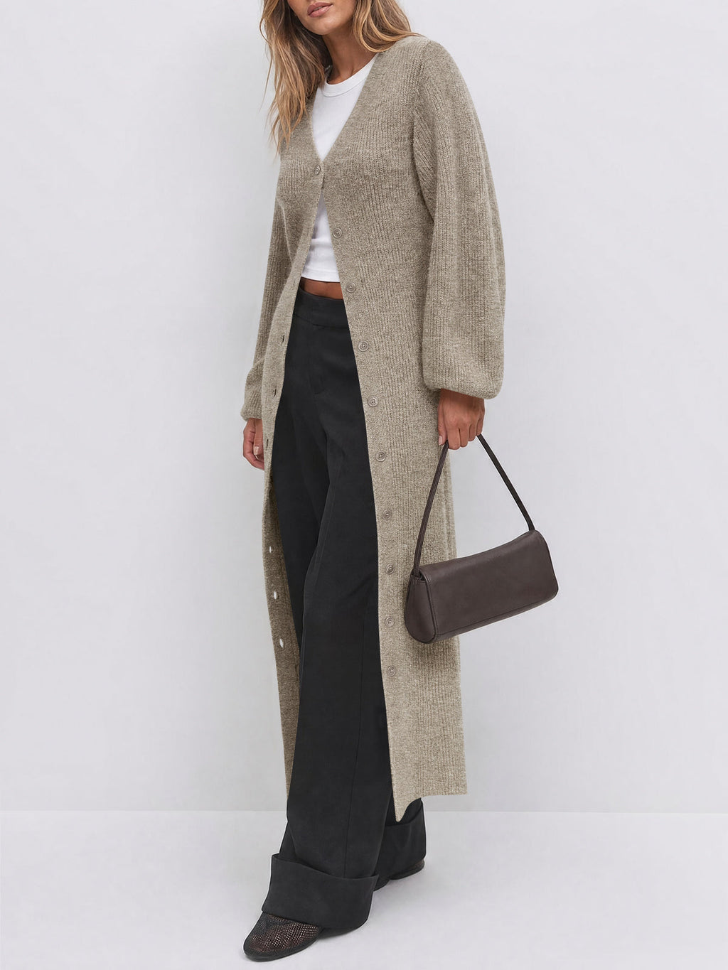 usvara Womens Oversized Long Button Up Cardigan