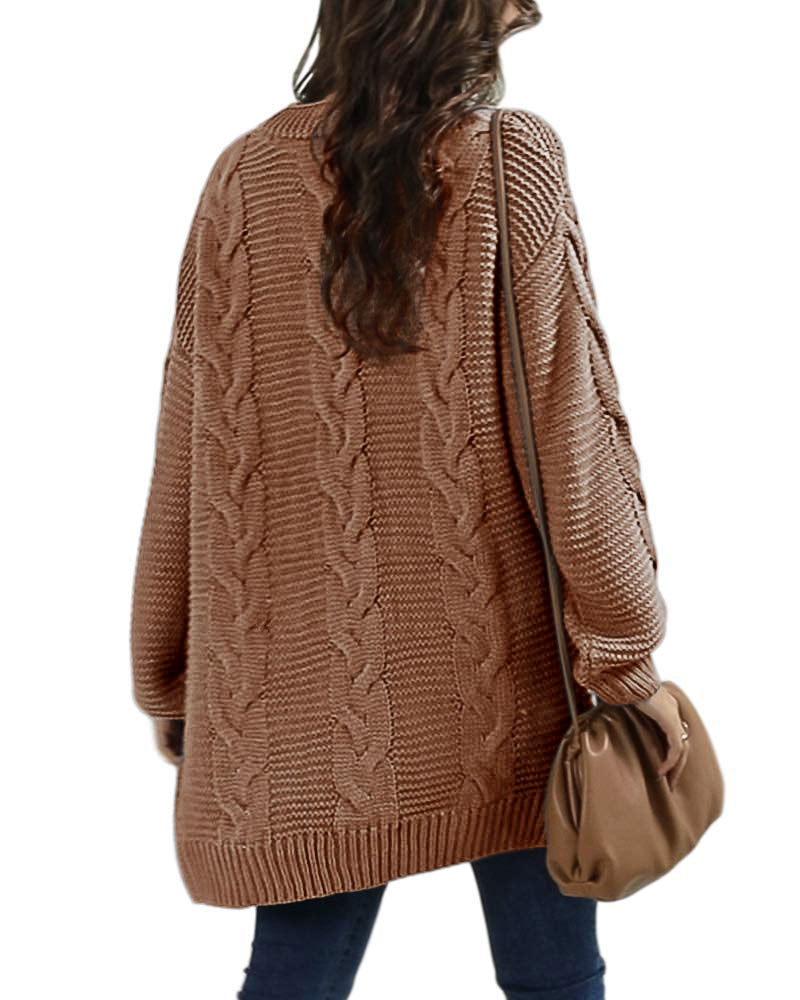 usvara Women Oversized Chunky Cable Knit Cardigan
