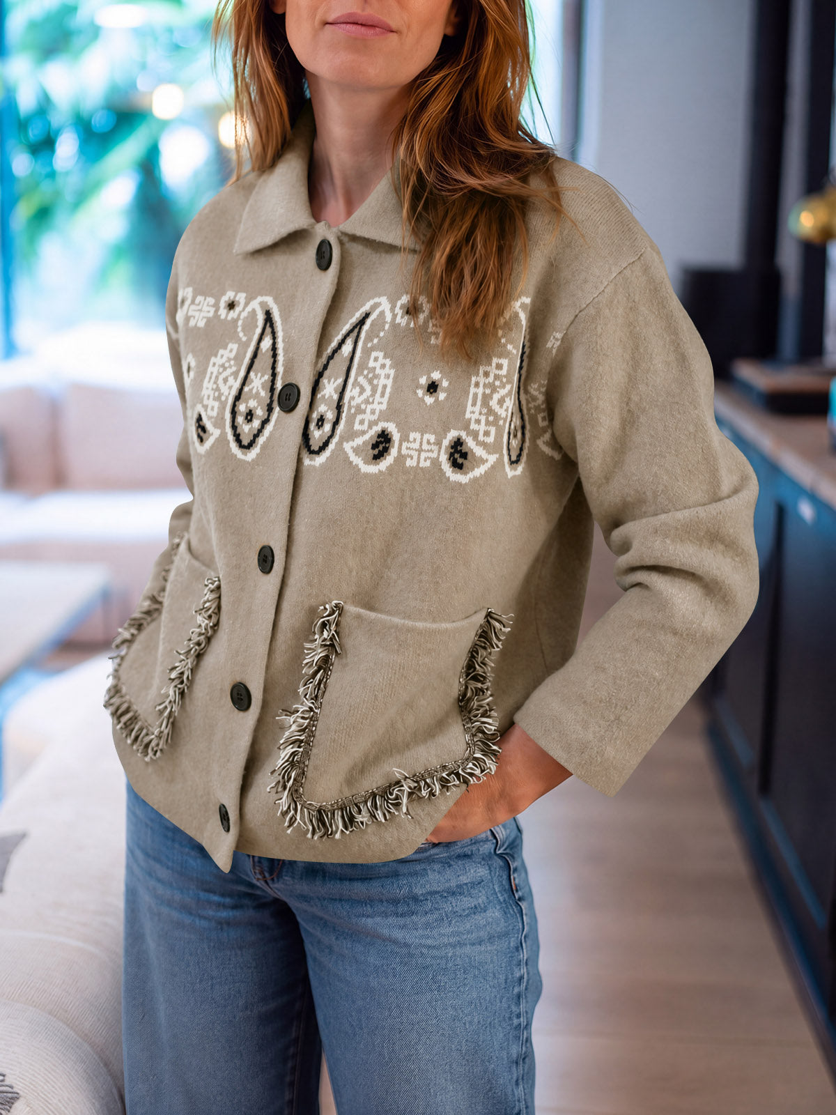 usvara Womens Boho Fringe Cardigan
