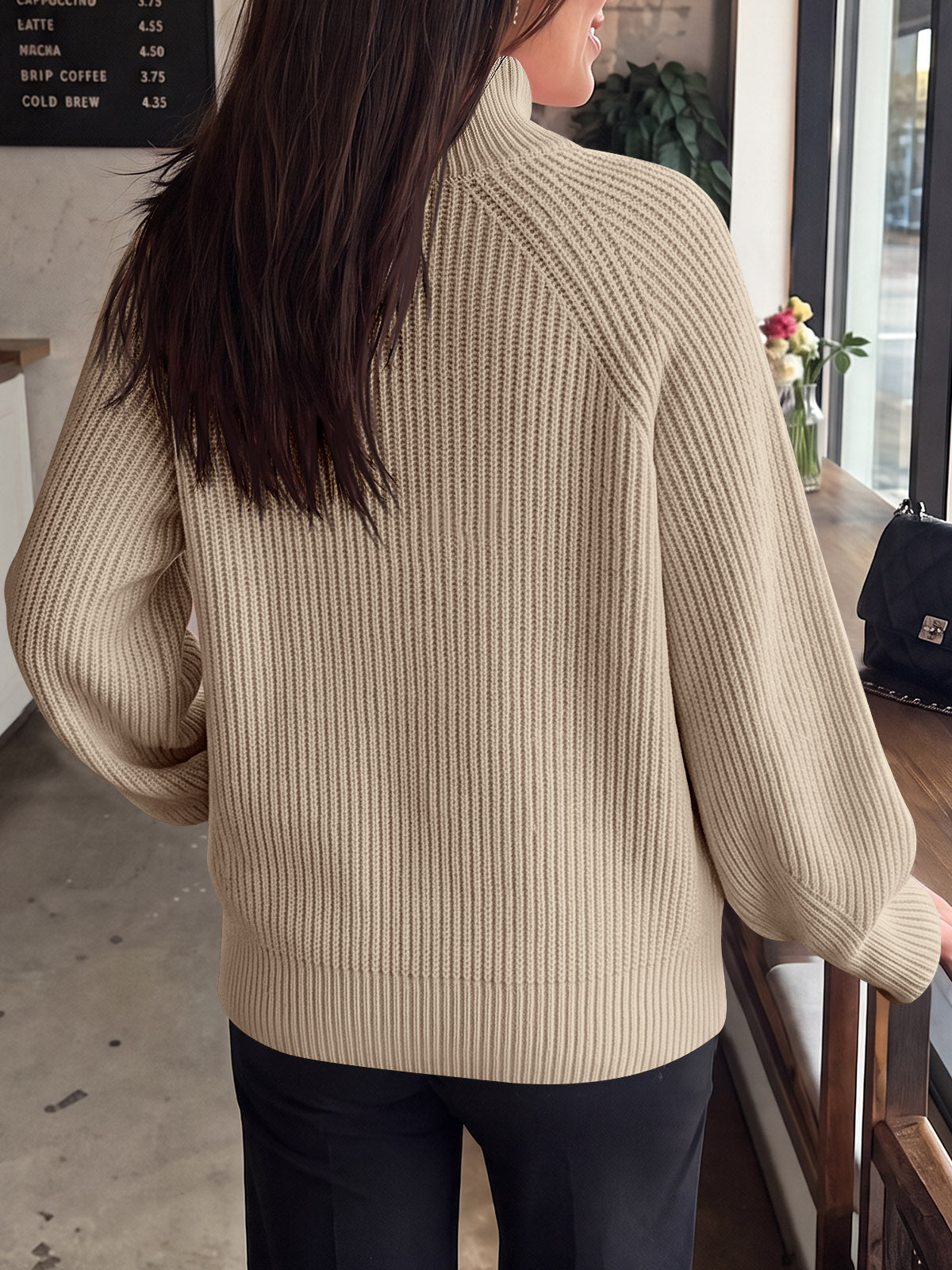 usvara Womens High Neck Oversized Knit Sweater
