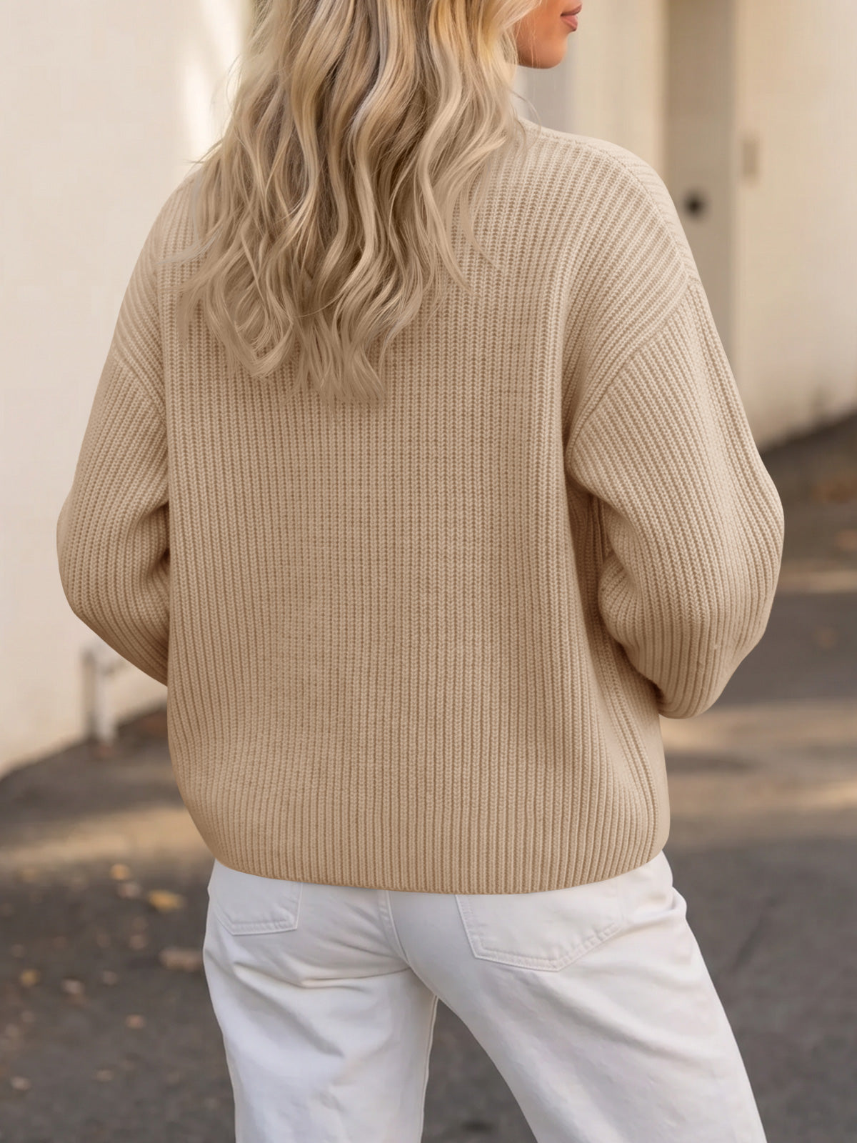 usvara Women Zip Up Chunky Knit Sweater