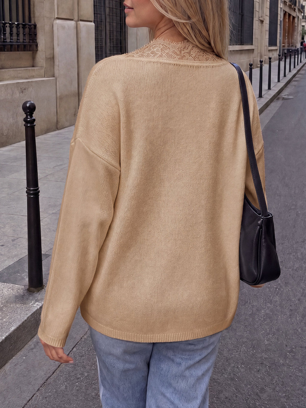 usvara Womens Lace V Neck Sweater Tops