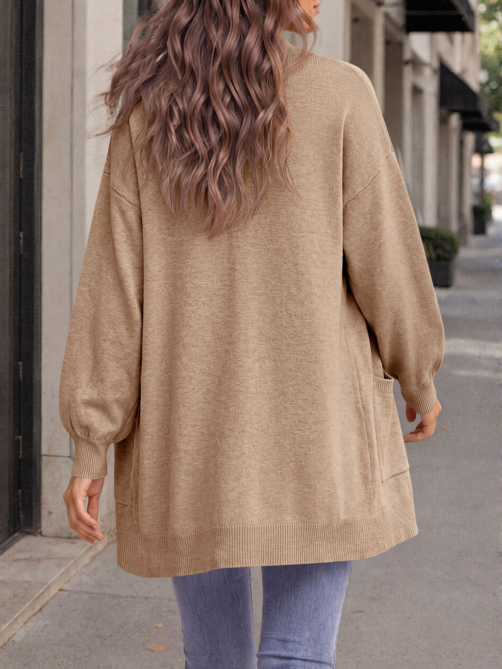 usvara Womens Oversized V Neck  Cardigan