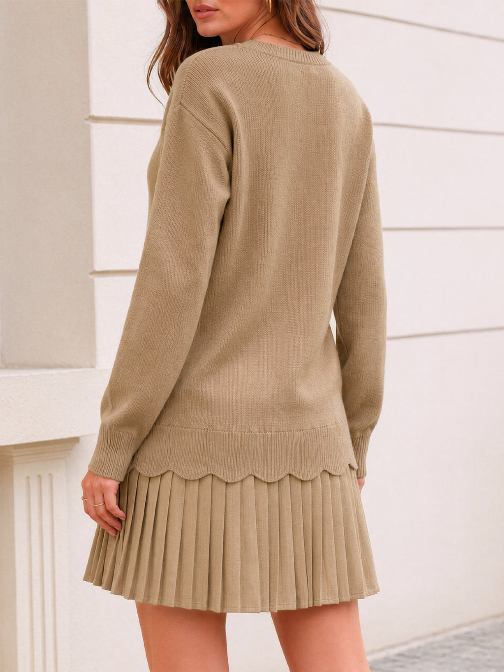 usvara Women Pleated Sweater Dress
