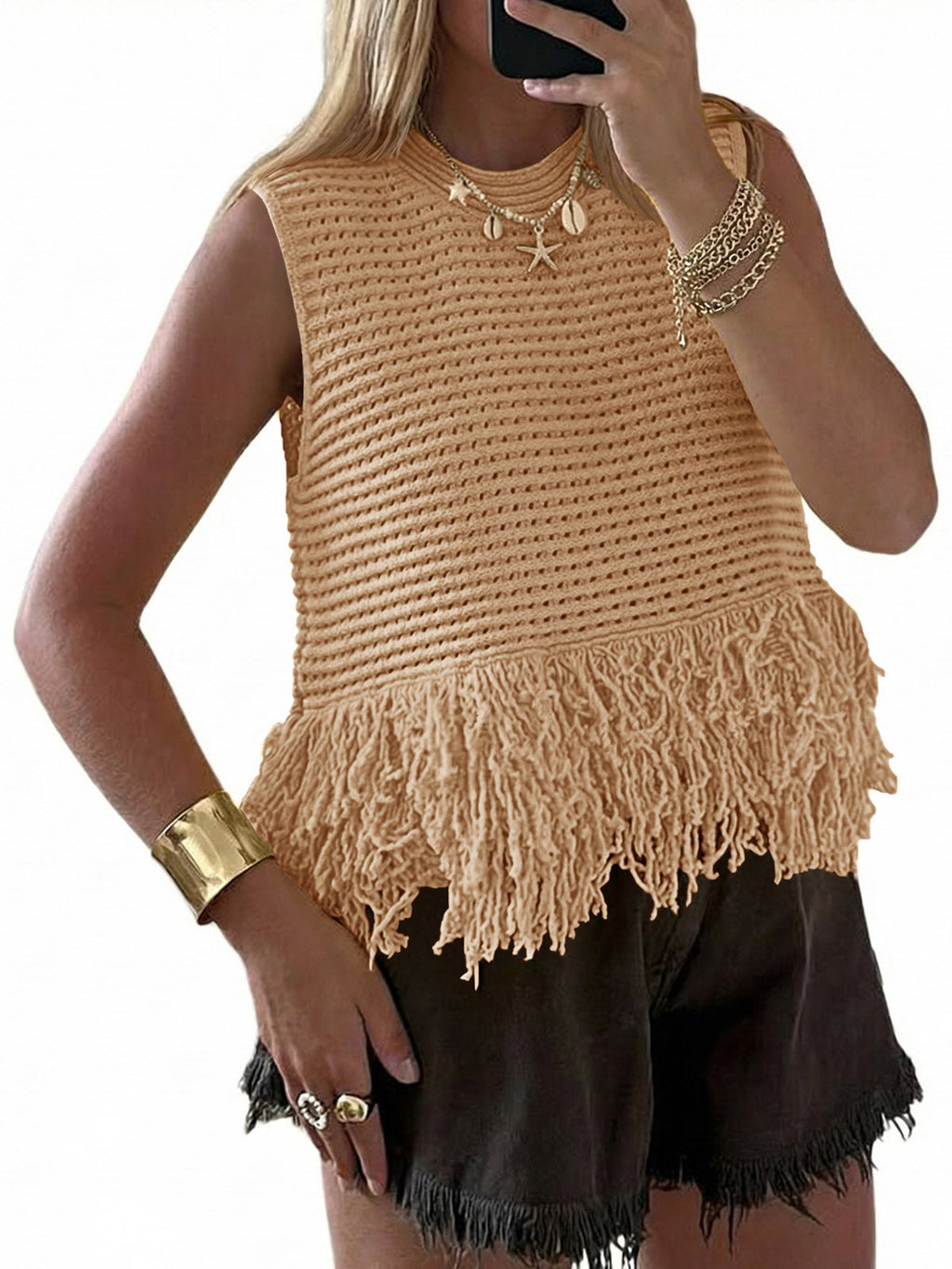 usvara Women Boho Crochet Knit Tank Top