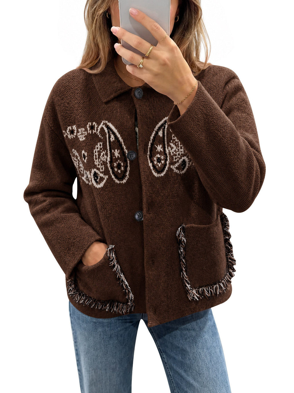 usvara Womens Boho Fringe Cardigan