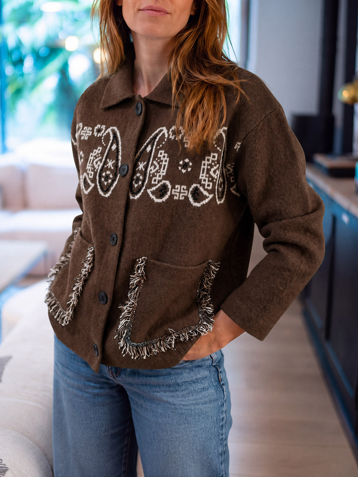 usvara Womens Boho Fringe Cardigan