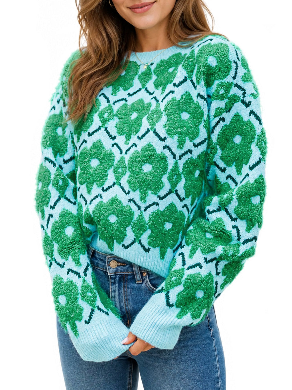 usvara Women Floral Knit Sweaters