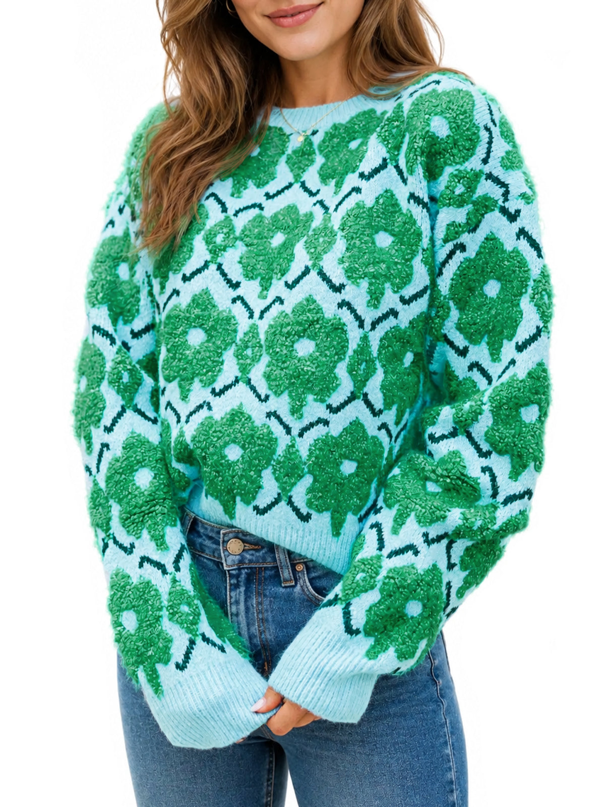 usvara Women Floral Knit Sweaters