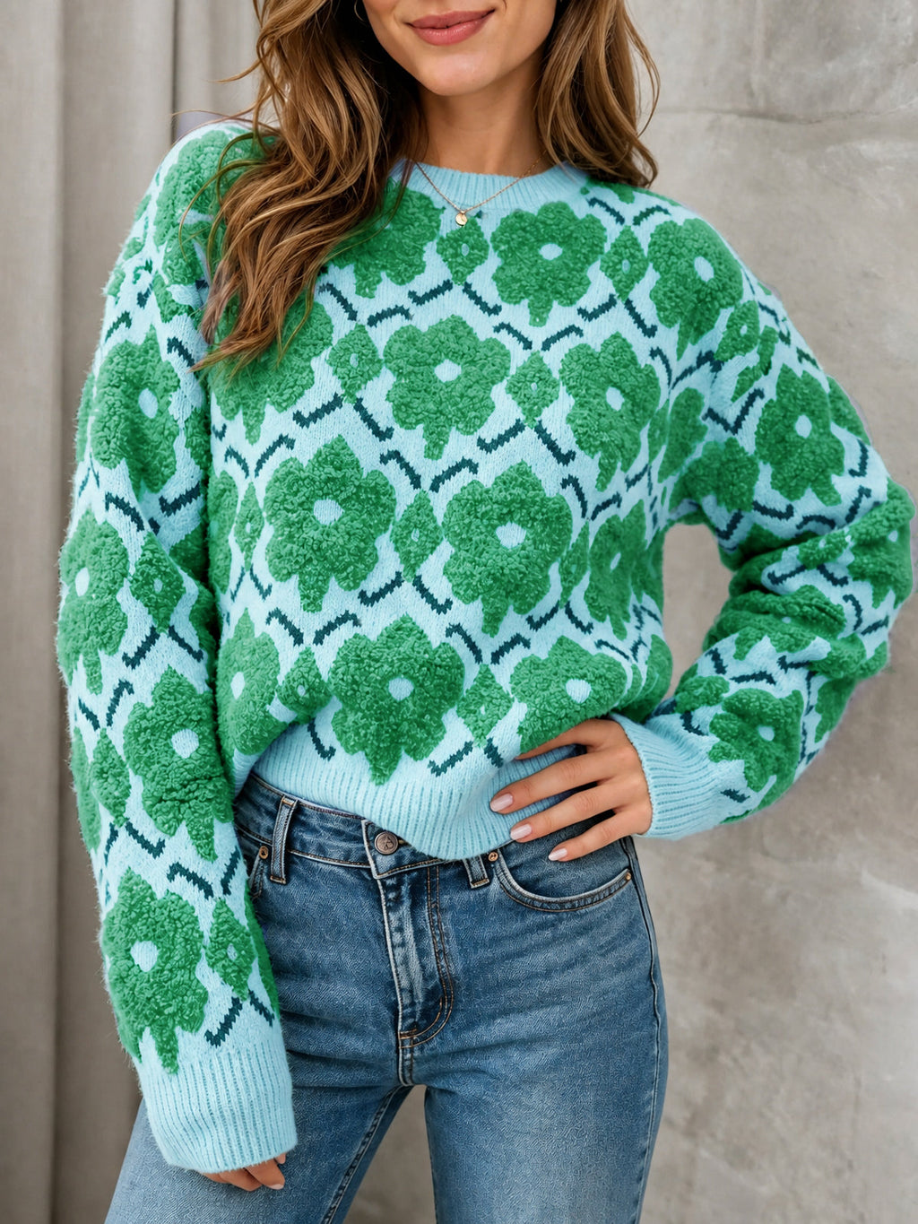 usvara Women Floral Knit Sweaters