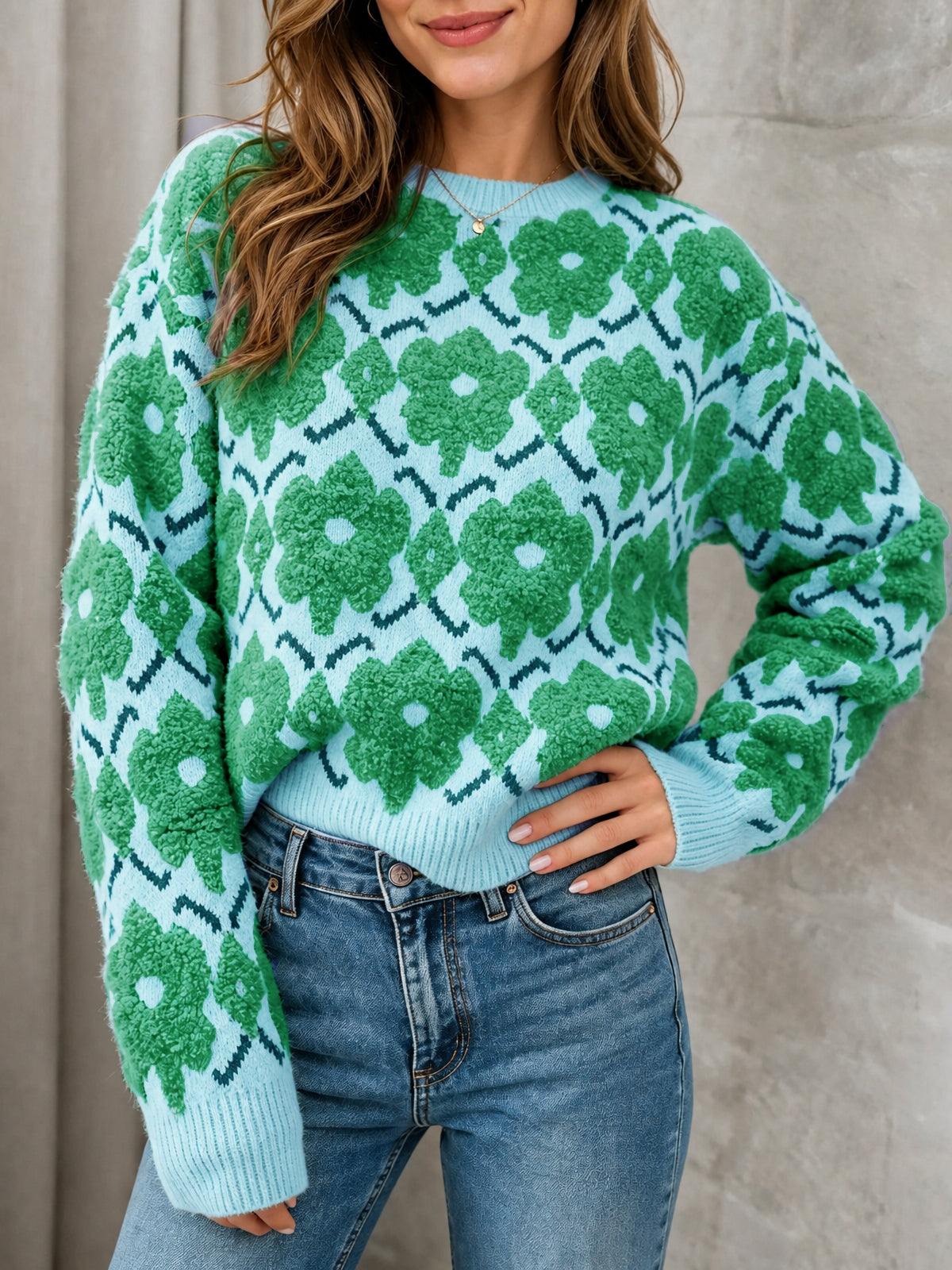 usvara Women Floral Knit Sweaters
