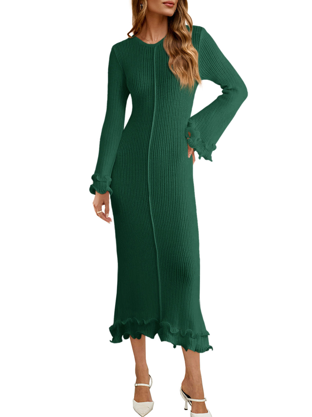 usvara Womens Bell Sleeve Bodycon Dress