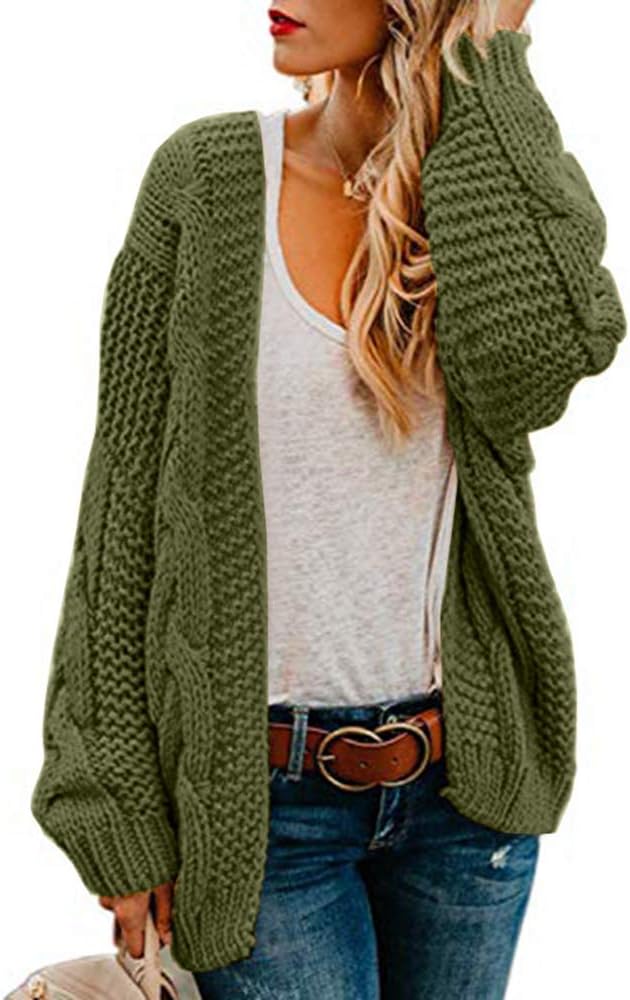 usvara Women Oversized Chunky Cable Knit Cardigan
