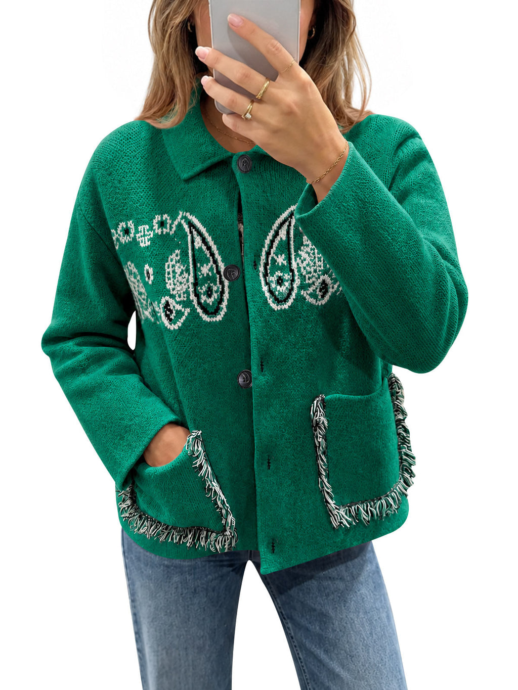 usvara Womens Boho Fringe Cardigan