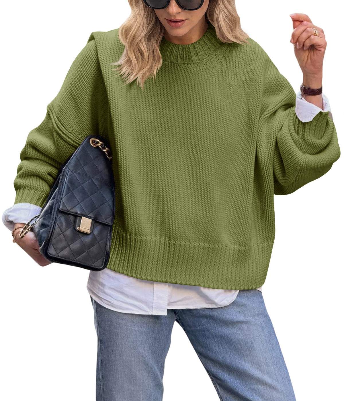 usvara Womens Oversized Chunky Knit Sweater