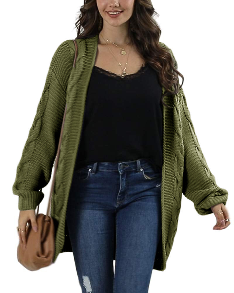 usvara Women Oversized Chunky Cable Knit Cardigan
