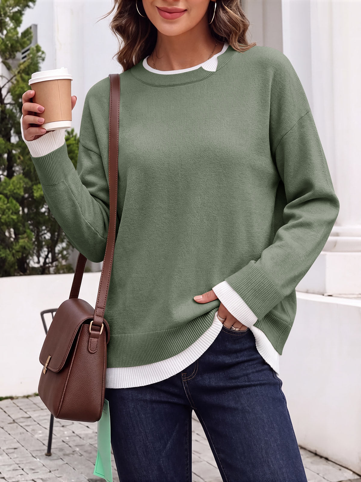 usvara Womens Fall Crewneck Pullover Sweater