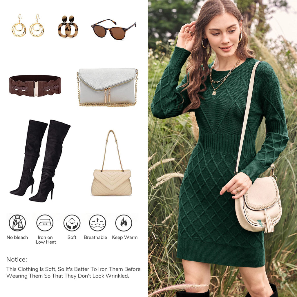 usvara Womens Bodycon Mini Sweater Dress