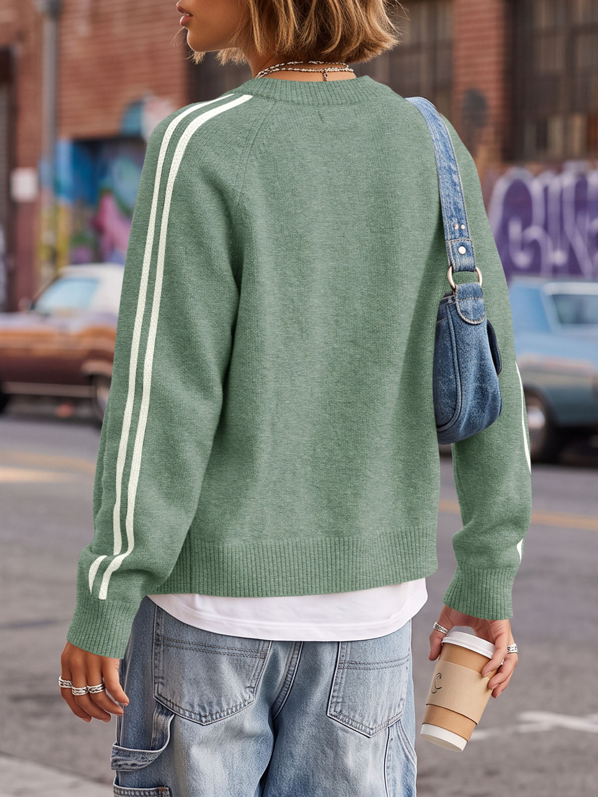 usvara Womens Zip Up Crew Neck Cardigan