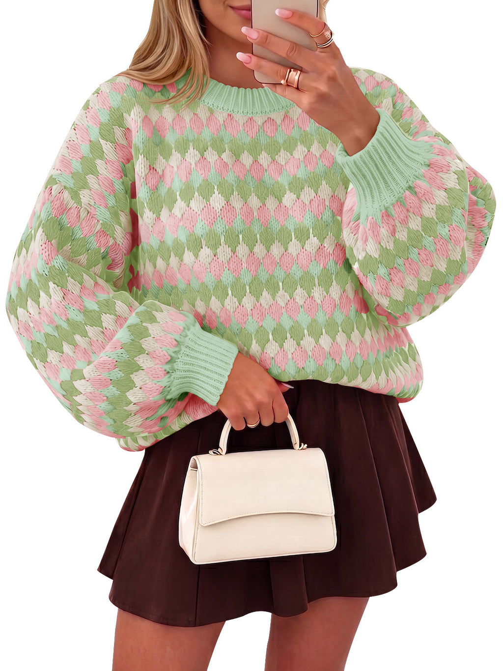 usvara Women Color Block Knit Sweater