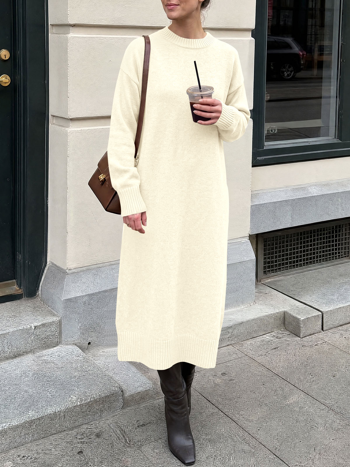 usvara Women Long Sleeve Maxi Sweater Dress
