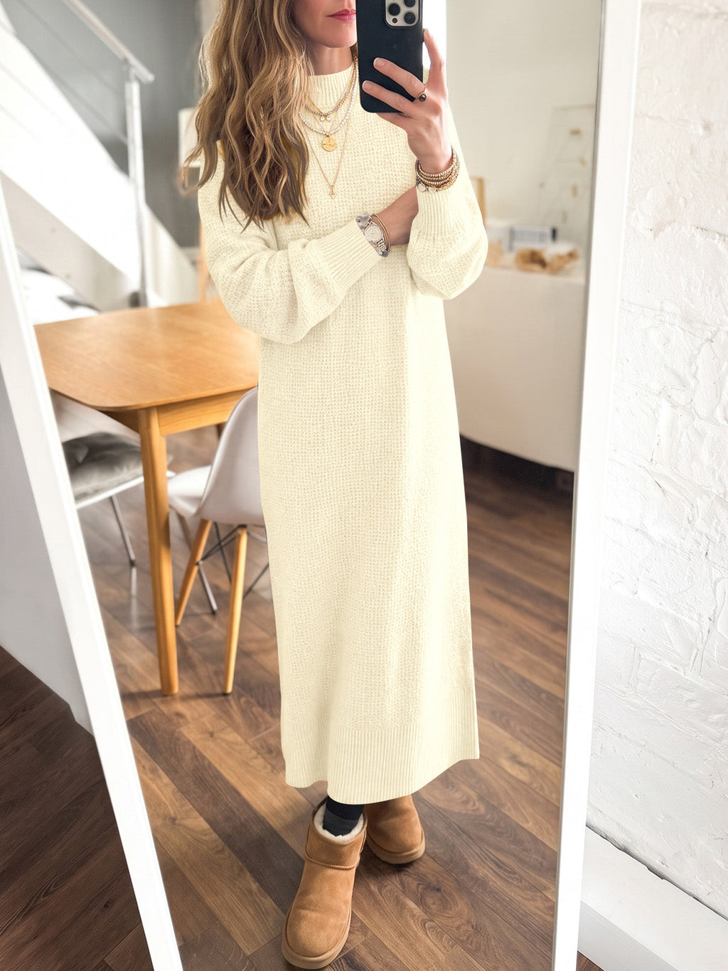 usvara Women Long Sleeve Maxi Sweater Dress